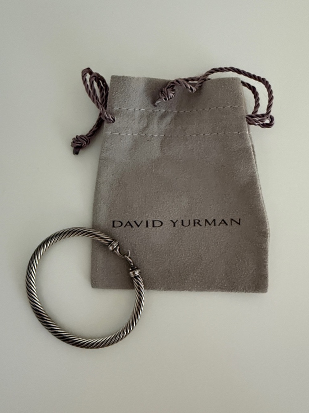 David Yurman Silver Cable Bracelet with Original Dust Bag